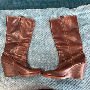 Frye Wedge Heel Leather Boot
